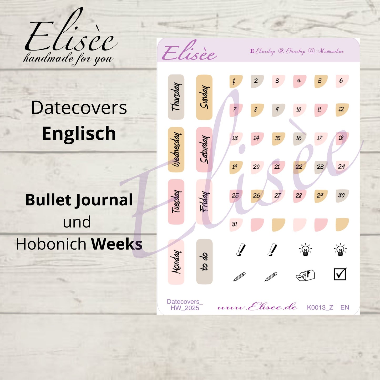 K0013_"BIRTHDAY UNICORN" 2025 Datecovers / Bullet Journal / Cousin / Weeks