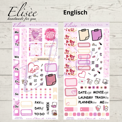 K0014_"VALENTINE" Wochenkit Hobonichi Weeks / Personal Planer / Bullet Journal