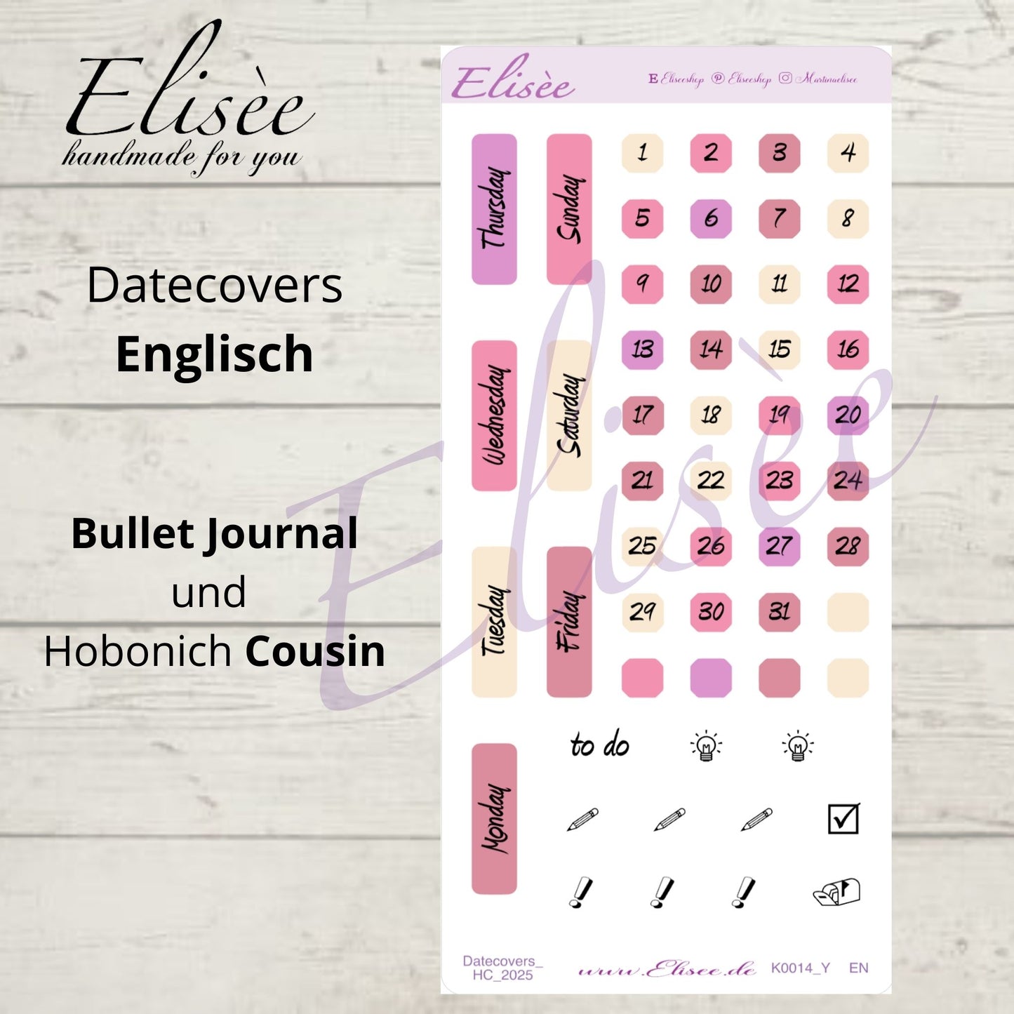 K0014_"VALENTINE" 2025 Datecovers / Bullet Journal / Cousin / Weeks