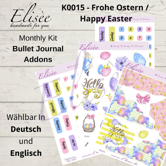 K0015_"FROHE OSTERN" 2025 Deko und Washi / Bullet Journal / Cousin / Weeks
