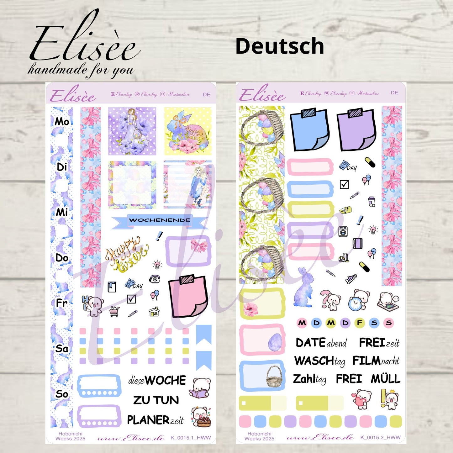 K0015_"HAPPY EASTER" Weekly Kit Hobonichi Weeks / Personal Planner / Bullet Journal