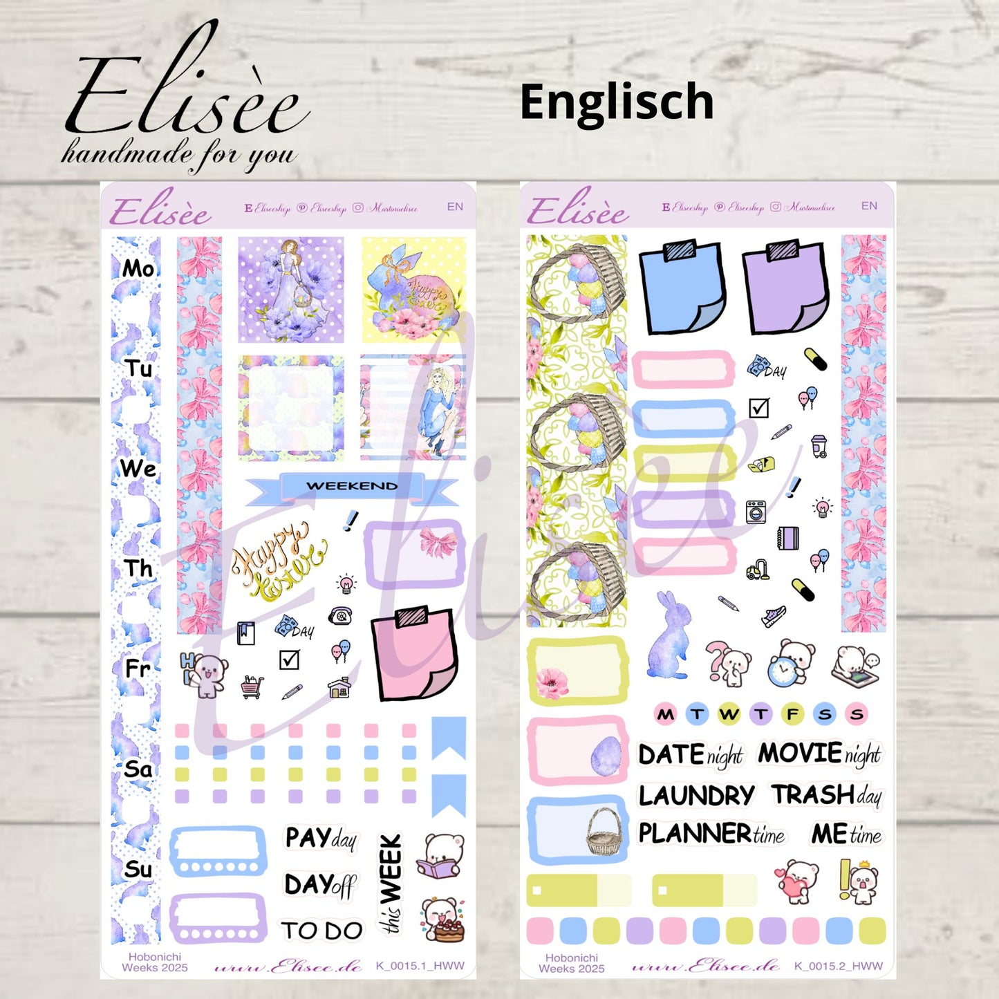 K0015_"HAPPY EASTER" Weekly Kit Hobonichi Weeks / Personal Planner / Bullet Journal