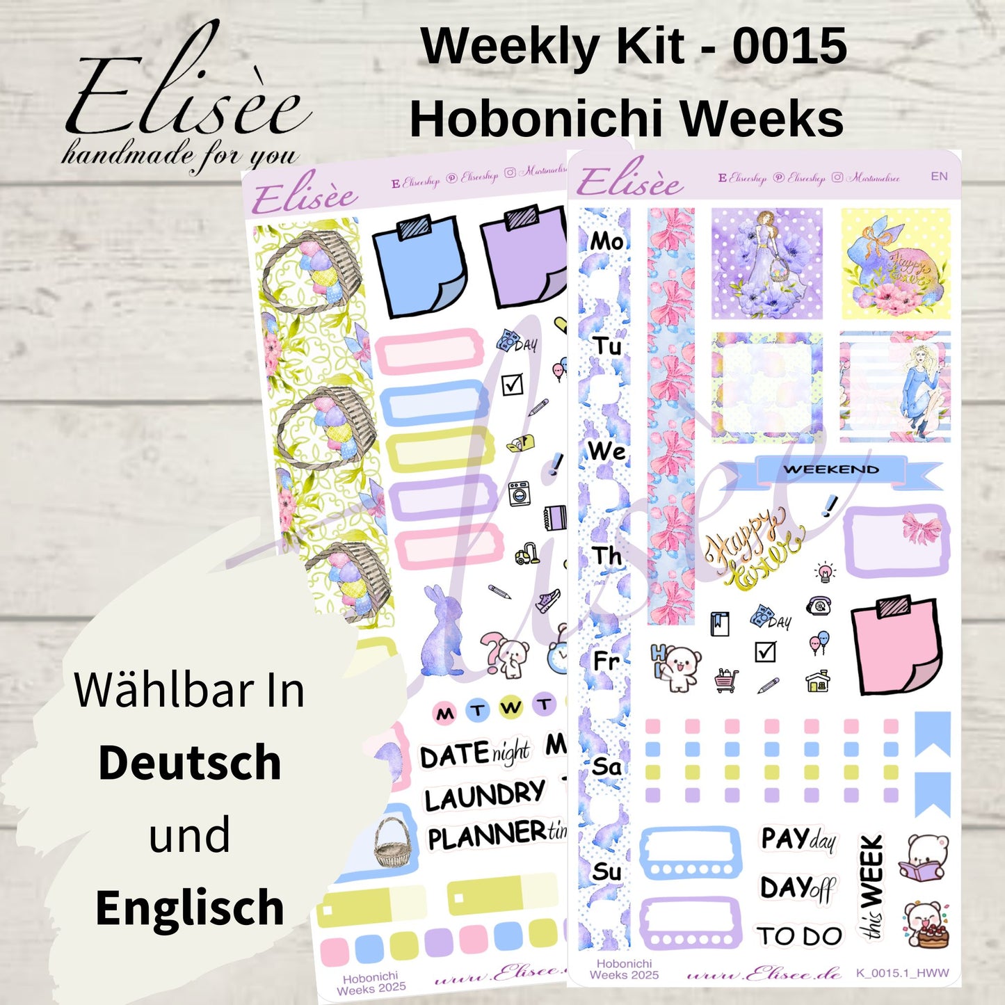 K0015_"HAPPY EASTER" Weekly Kit Hobonichi Weeks / Personal Planner / Bullet Journal