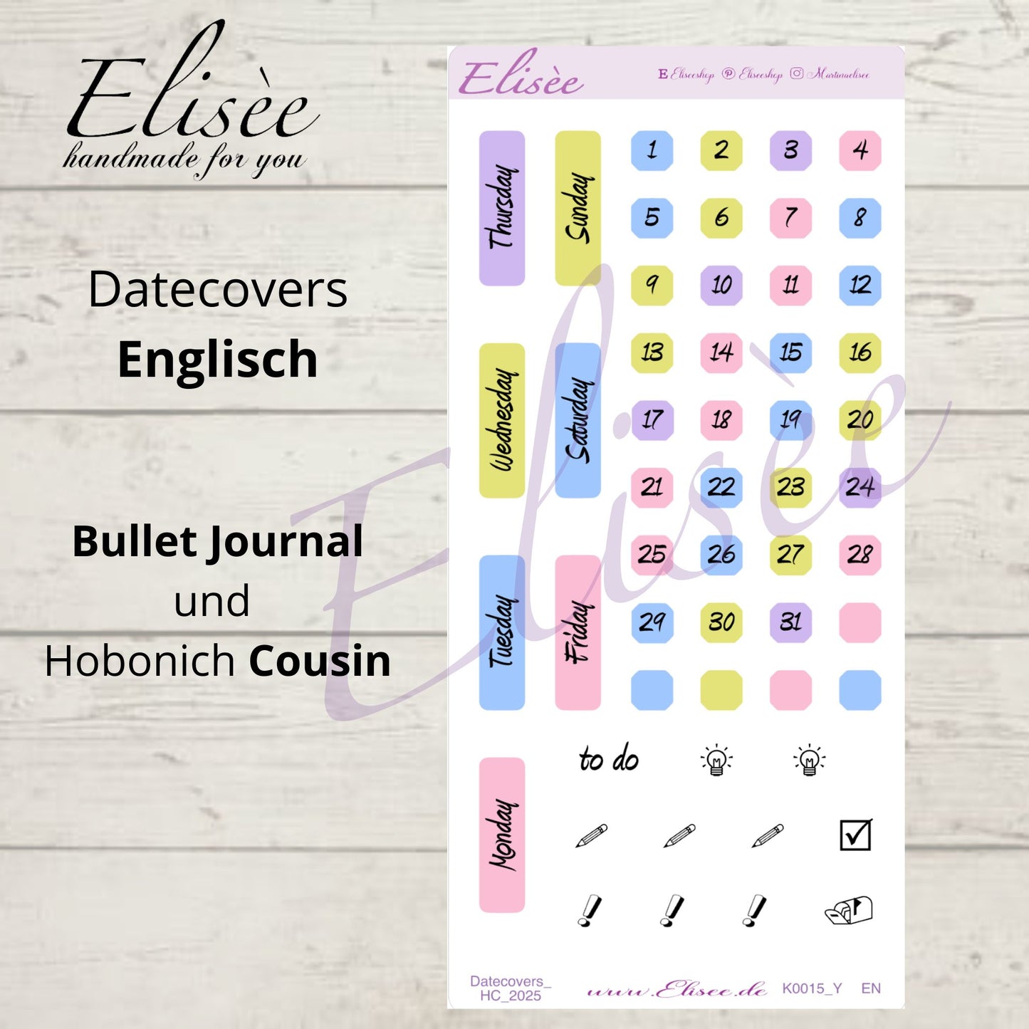 K0015_"FROHE OSTERN" 2025 Datecovers / Bullet Journal / Cousin / Weeks