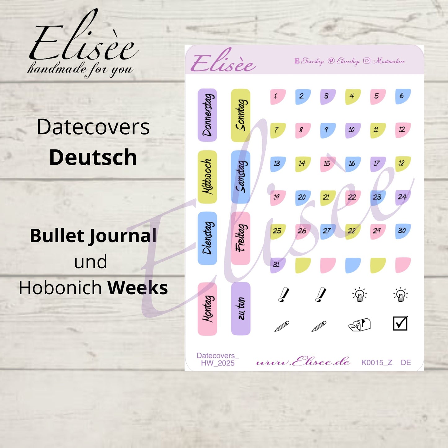K0015_"FROHE OSTERN" 2025 Datecovers / Bullet Journal / Cousin / Weeks