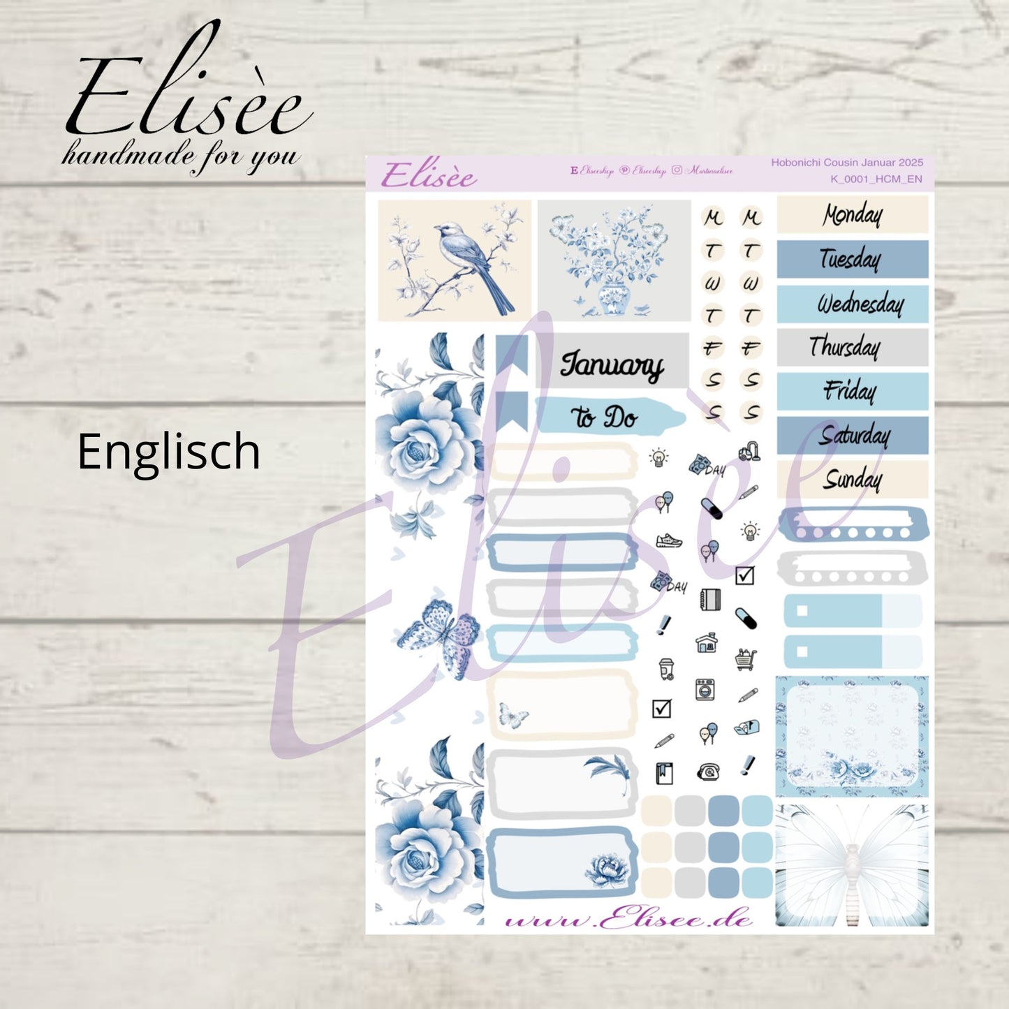 K0001_"Chinoise Flowers" January Monthly Kit Hobonichi Cousin / A5 / Bullet Journal