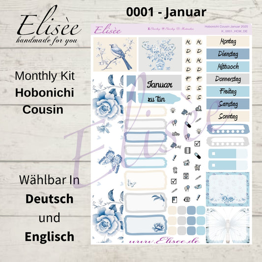 K0001_"Chinoise Flowers" January Monthly Kit Hobonichi Cousin / A5 / Bullet Journal