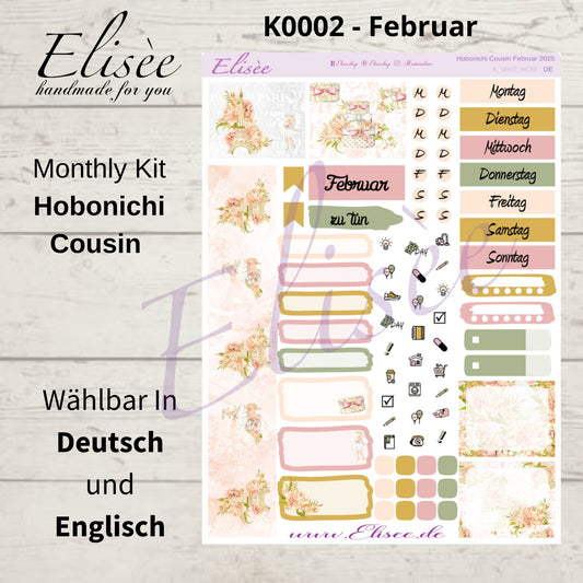 K0002_"PARIS" February 2025 Monthly Kit Hobonichi Cousin / A5 / Bullet Journal