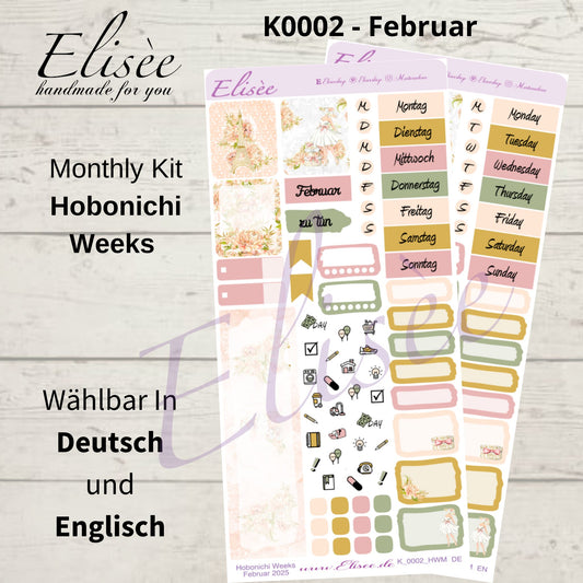 K0002_"PARIS" Februar 2025 Monatskit Hobonichi Weeks / Personal Planer / Bullet Journal