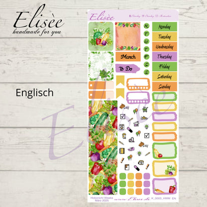K0003_"VEGETABLES" März 2025 Monatskit Hobonichi Weeks / Personal Planer / Bullet Journal