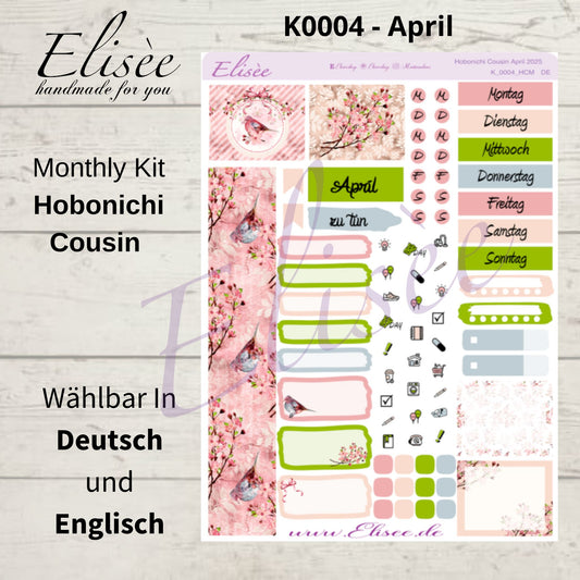 K0004_"CHERRY BLOSSOM" April 2025 Monthly Kit Hobonichi Cousin / A5 / Bullet Journal