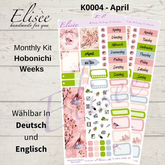 K0004_"CHERRY BLOSSOM" April 2025 Monatskit Hobonichi Weeks / Personal Planer / Bullet Journal