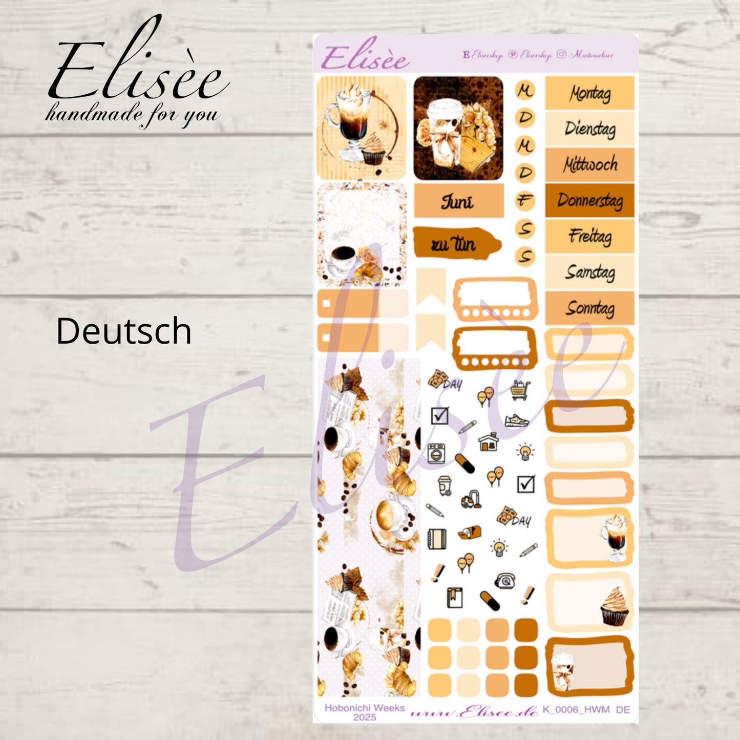 K0006_"BUT FIRST COFFEE" Juni 2025 Monatskit Hobonichi Weeks / Personal Planer / Bullet Journal