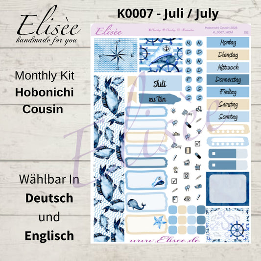 K0007_"NAUTICAL" July 2025 Monthly Kit Hobonichi Cousin / A5 / Bullet Journal