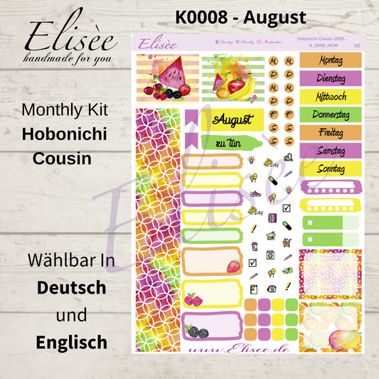 K0008_"FRUITS" August 2025 Monthly Kit Hobonichi Cousin / A5 / Bullet Journal