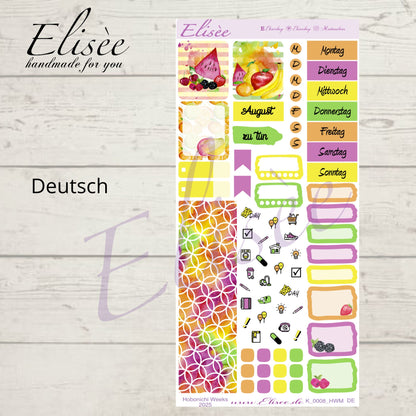 K0008_"FRUITS" August 2025 Monatskit Hobonichi Weeks / Personal Planer / Bullet Journal