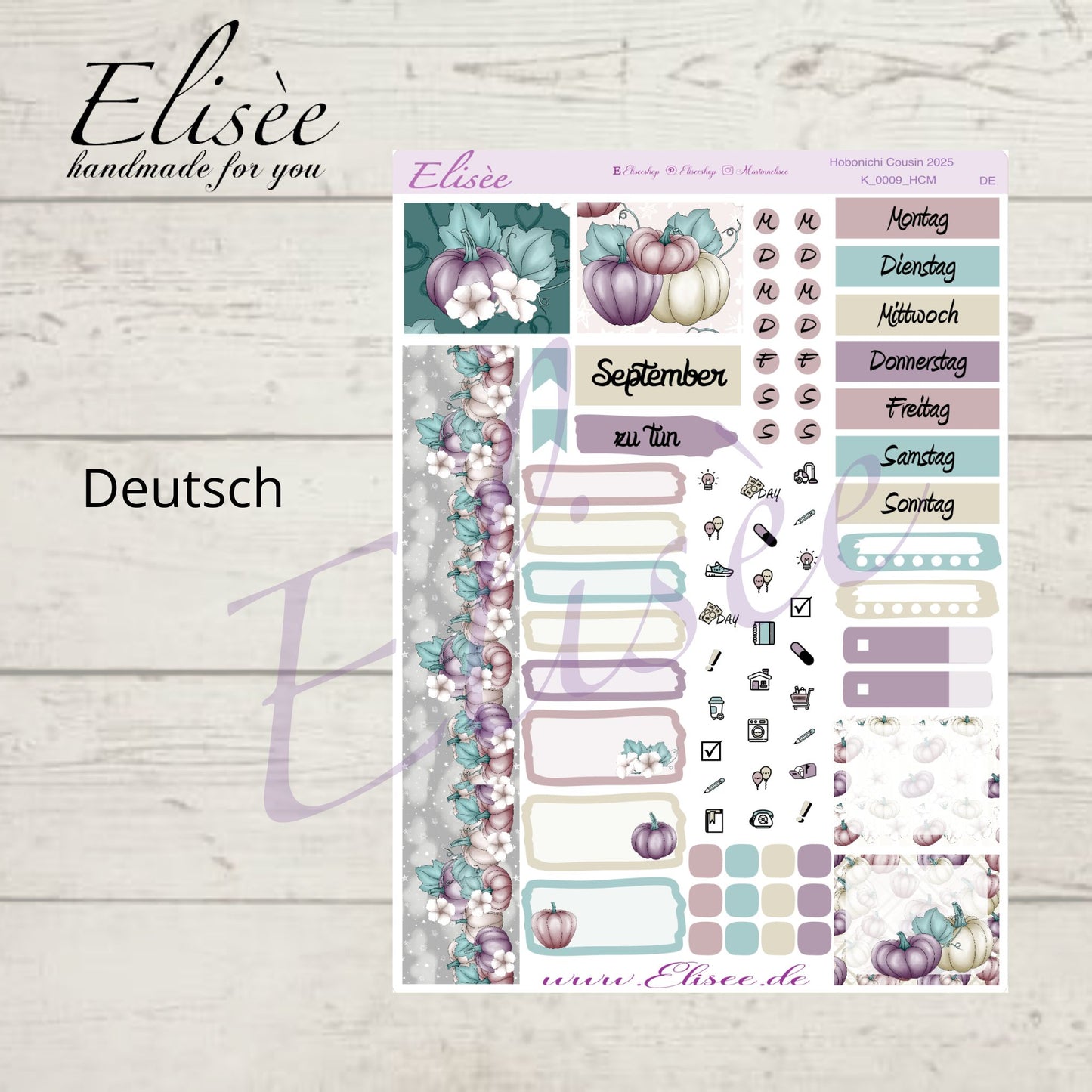 K0009_"HERBST KÜRBIS" September 2025 Monatskit Hobonichi Cousin / A5 / Bullet Journal