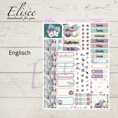 K0009_"HERBST KÜRBIS" September 2025 Monatskit Hobonichi Cousin / A5 / Bullet Journal