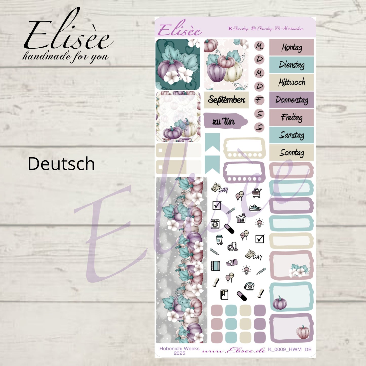 K0009_"HERBST KÜRBIS" September 2025 Monatskit Hobonichi Weeks / Personal Planer / Bullet Journal