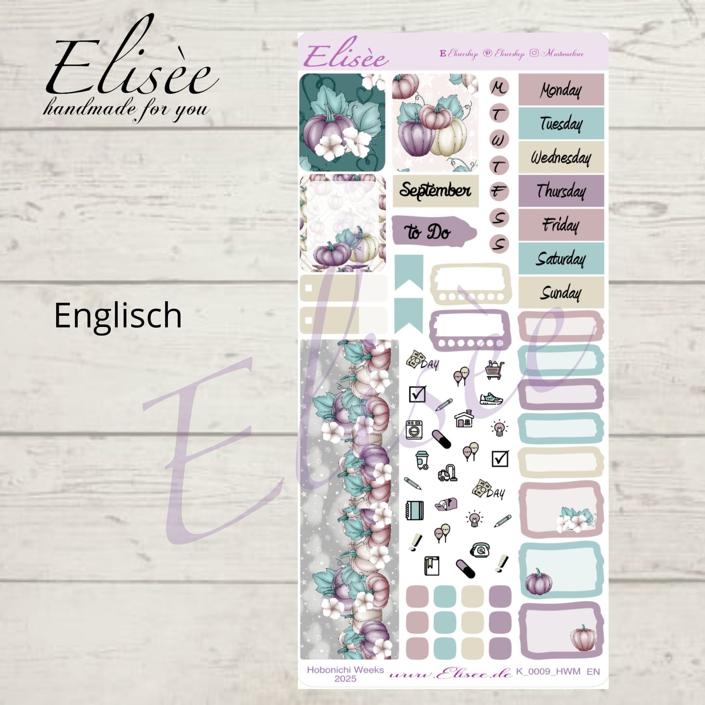K0009_"HERBST KÜRBIS" September 2025 Monatskit Hobonichi Weeks / Personal Planer / Bullet Journal