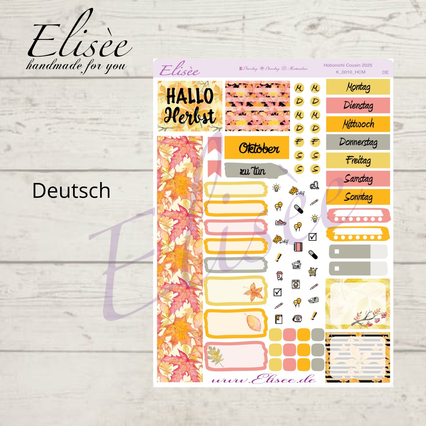 K0010_"FALL" Oktober 2025 Monatskit Hobonichi Cousin / A5 / Bullet Journal