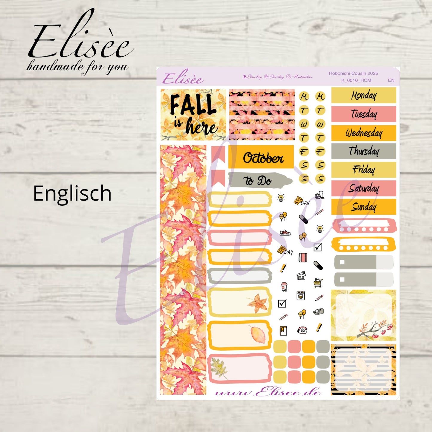 K0010_"FALL" Oktober 2025 Monatskit Hobonichi Cousin / A5 / Bullet Journal