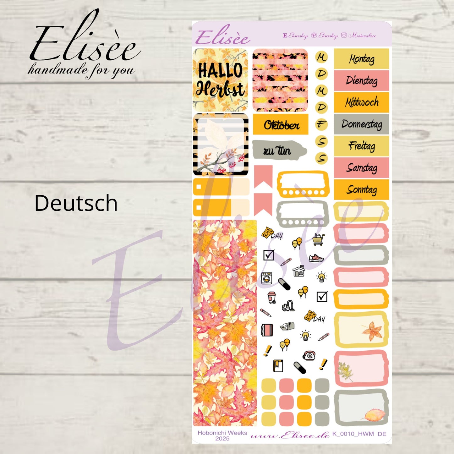 K0010_"FALL" Oktober 2025 Monatskit Hobonichi Weeks / Personal Planer / Bullet Journal