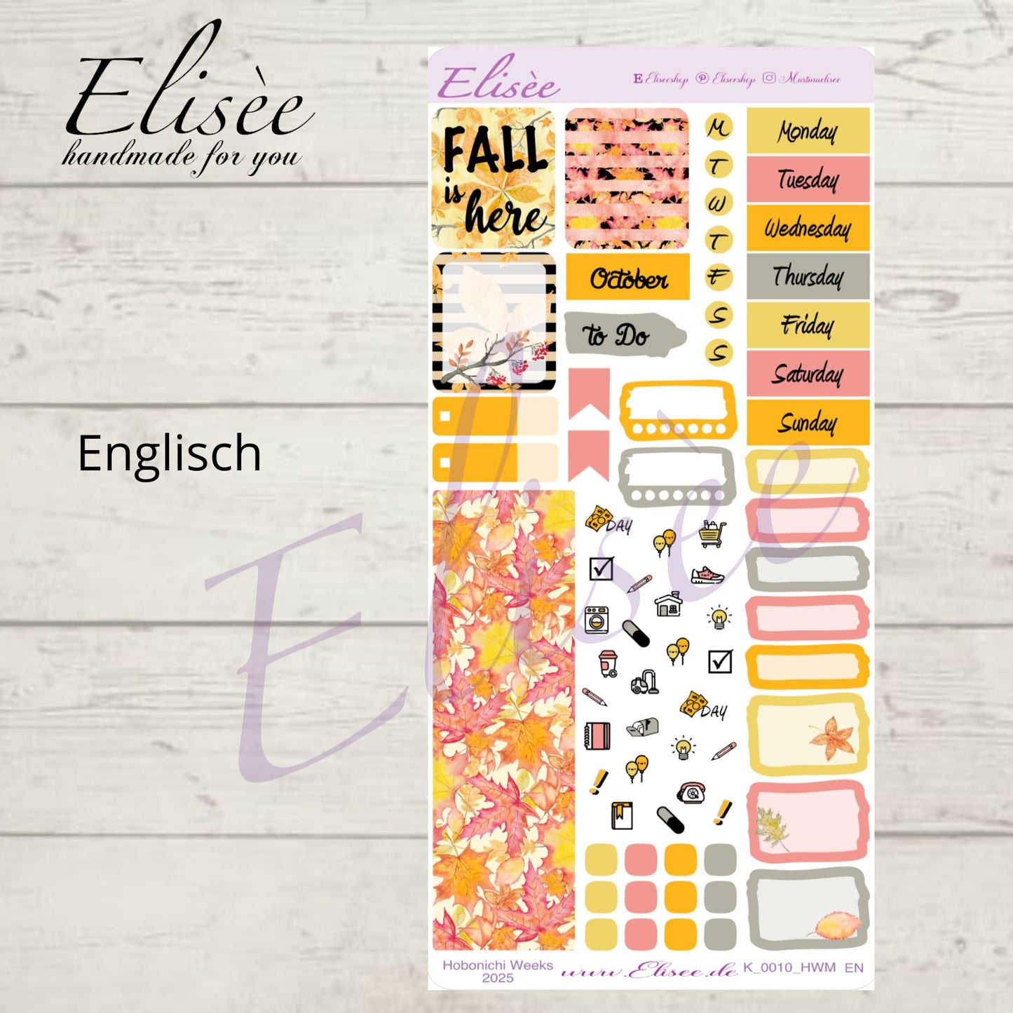 K0010_"FALL" Oktober 2025 Monatskit Hobonichi Weeks / Personal Planer / Bullet Journal