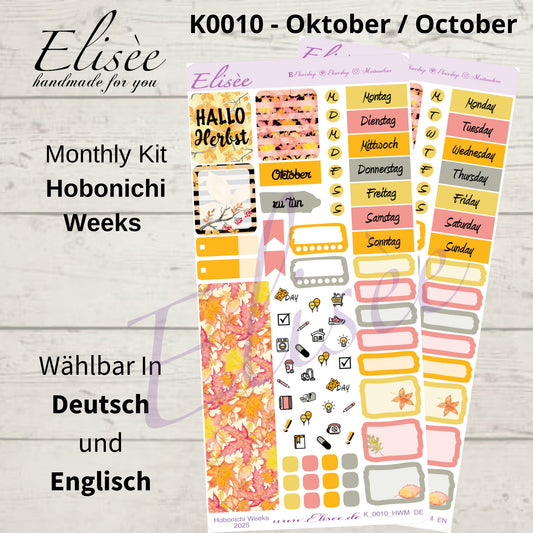 K0010_"FALL" Oktober 2025 Monatskit Hobonichi Weeks / Personal Planer / Bullet Journal
