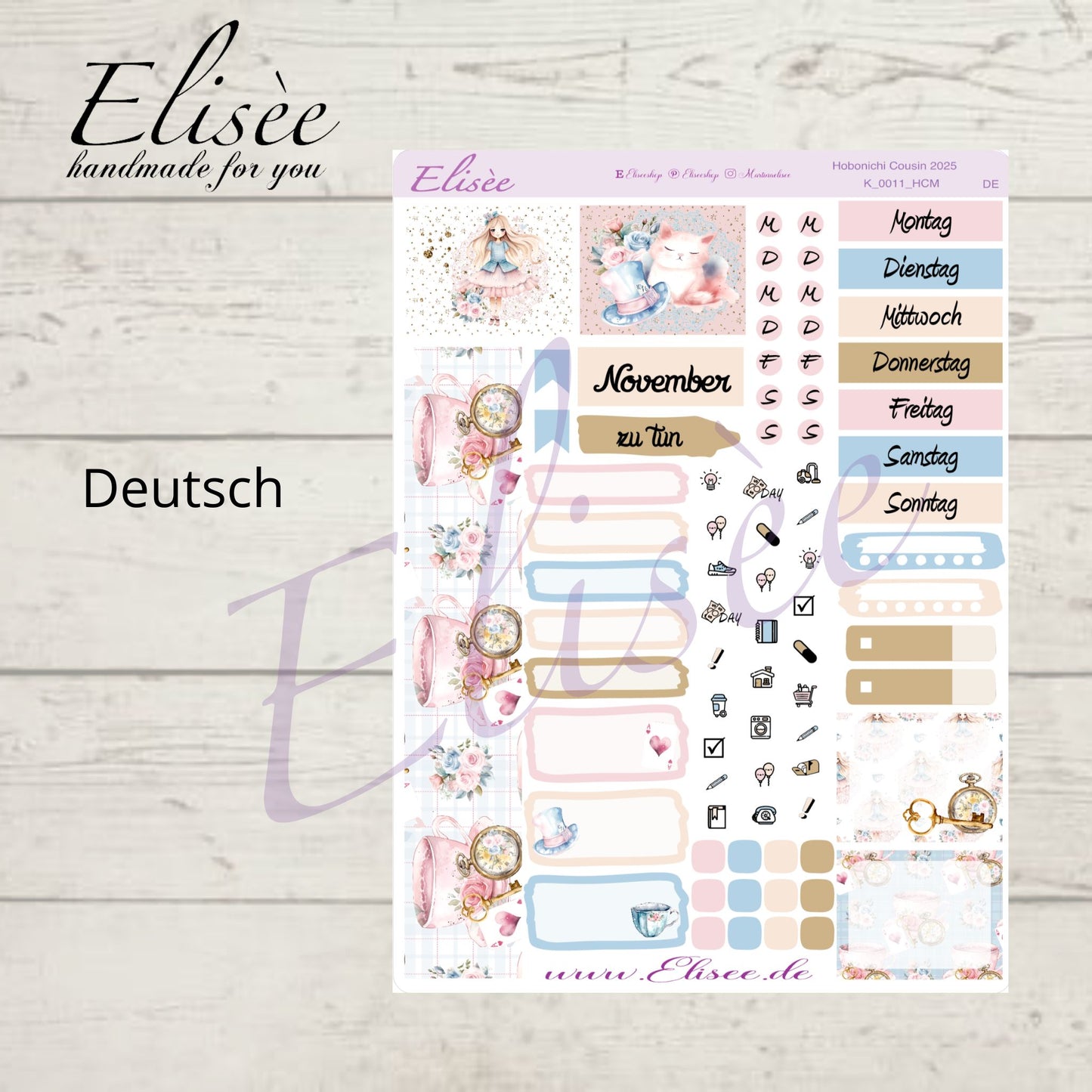 K0011_"ALICE IM WUNDERLAND" November 2025 Monatskit Hobonichi Cousin / A5 / Bullet Journal