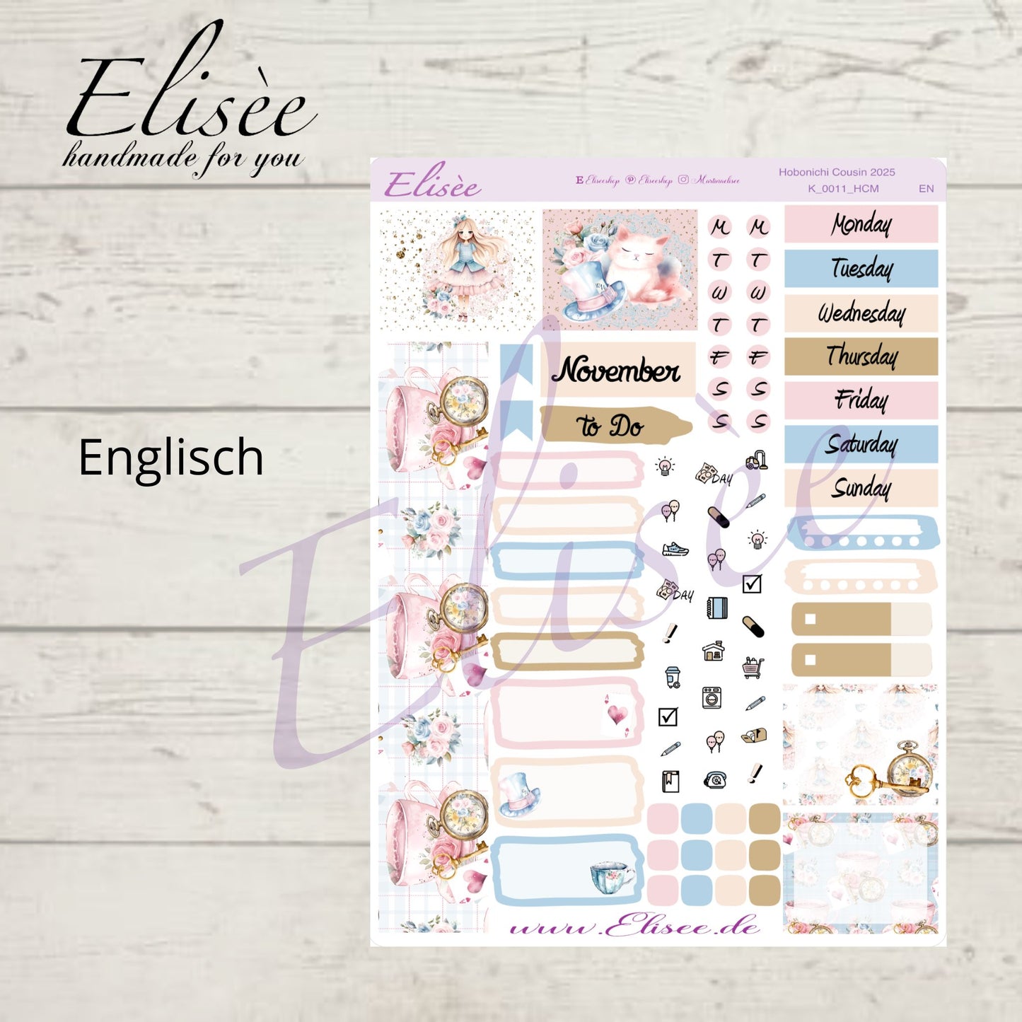 K0011_"ALICE IM WUNDERLAND" November 2025 Monatskit Hobonichi Cousin / A5 / Bullet Journal