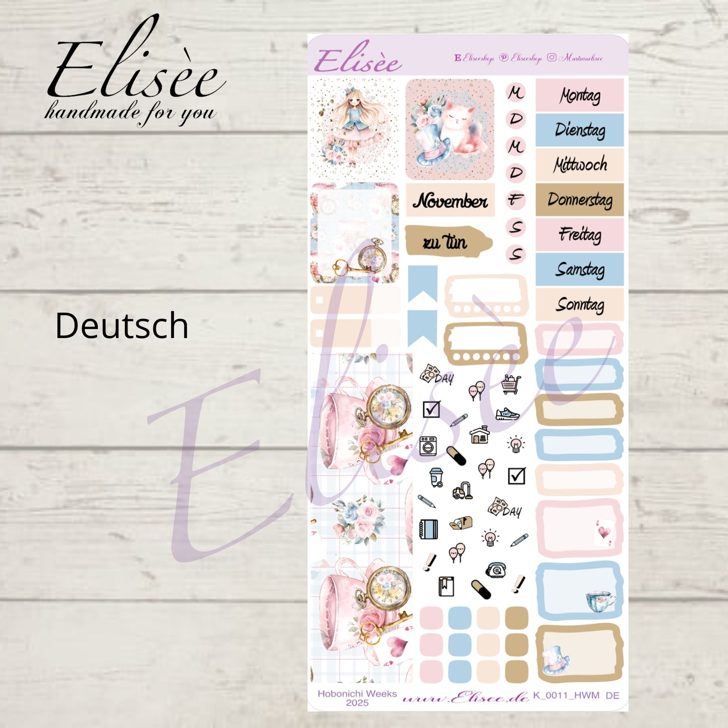 K0011_"ALICE IM WUNDERLAND" November 2025 Monatskit Hobonichi Weeks / Personal Planer / Bullet Journal