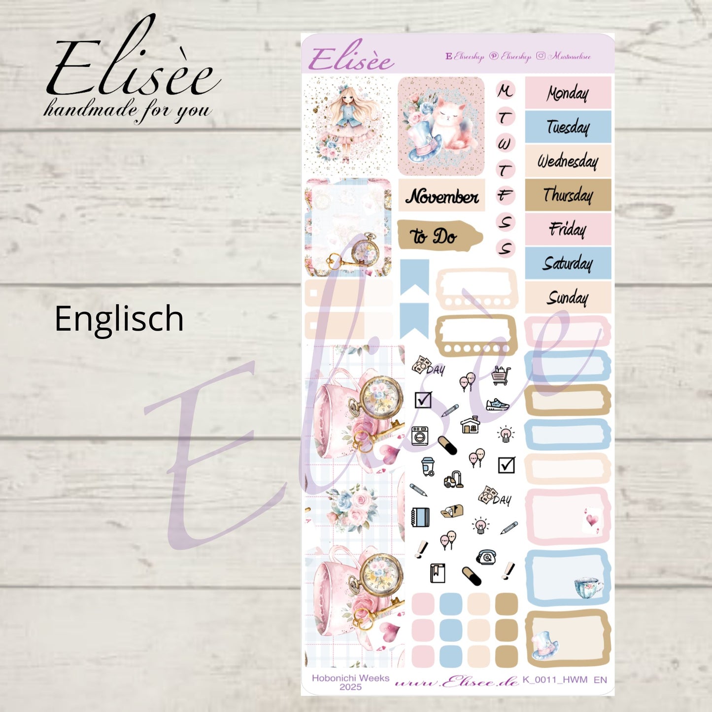 K0011_"ALICE IM WUNDERLAND" November 2025 Monatskit Hobonichi Weeks / Personal Planer / Bullet Journal