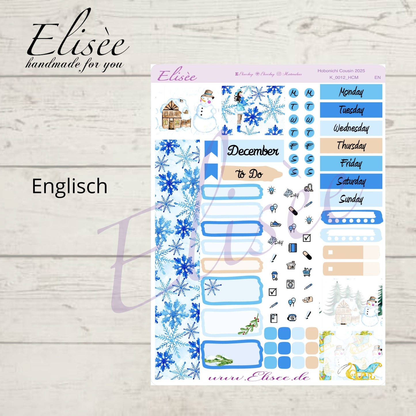 K0012_"CHRISTMAS TIME" Dezember 2025 Monatskit Hobonichi Cousin / A5 / Bullet Journal
