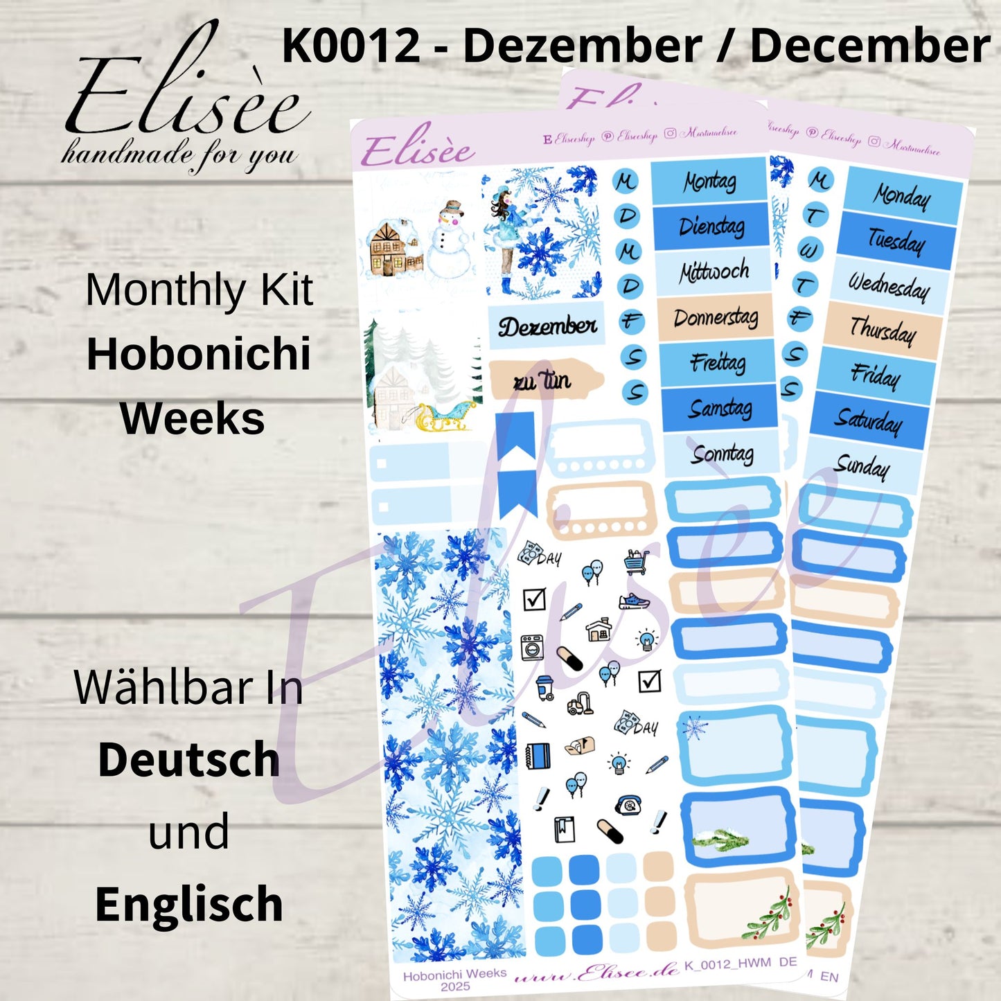 K0012_"CHRISTMAS TIME" Dezember 2025 Monatskit Hobonichi Weeks / Personal Planer / Bullet Journal