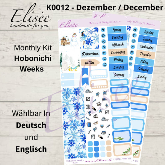 K0012_"CHRISTMAS TIME" Dezember 2025 Monatskit Hobonichi Weeks / Personal Planer / Bullet Journal
