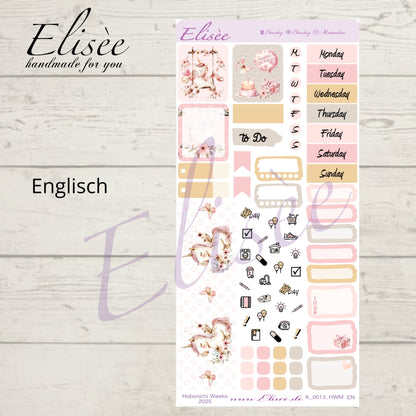 K0013_"BIRTHDAY UNICORN" 2025 Monatskit Hobonichi Weeks / Personal Planer / Bullet Journal