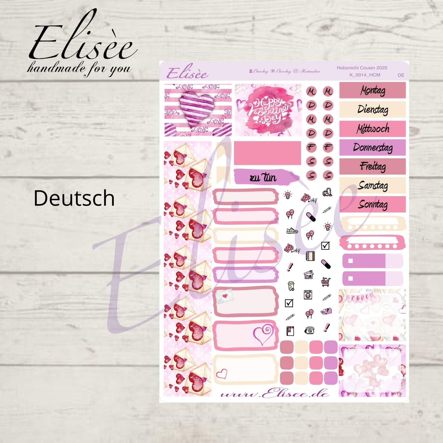 K0014_"VALENTINE" 2025 Monatskit Hobonichi Cousin / A5 / Bullet Journal