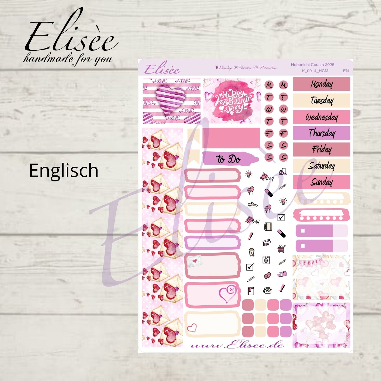 K0014_"VALENTINE" 2025 Monatskit Hobonichi Cousin / A5 / Bullet Journal