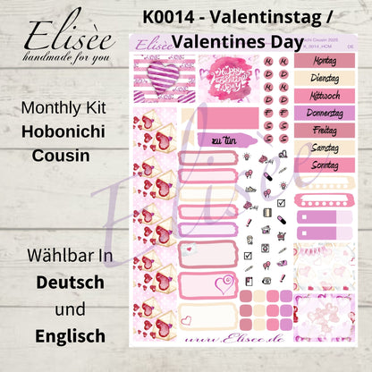 K0014_"VALENTINE" 2025 Monatskit Hobonichi Cousin / A5 / Bullet Journal