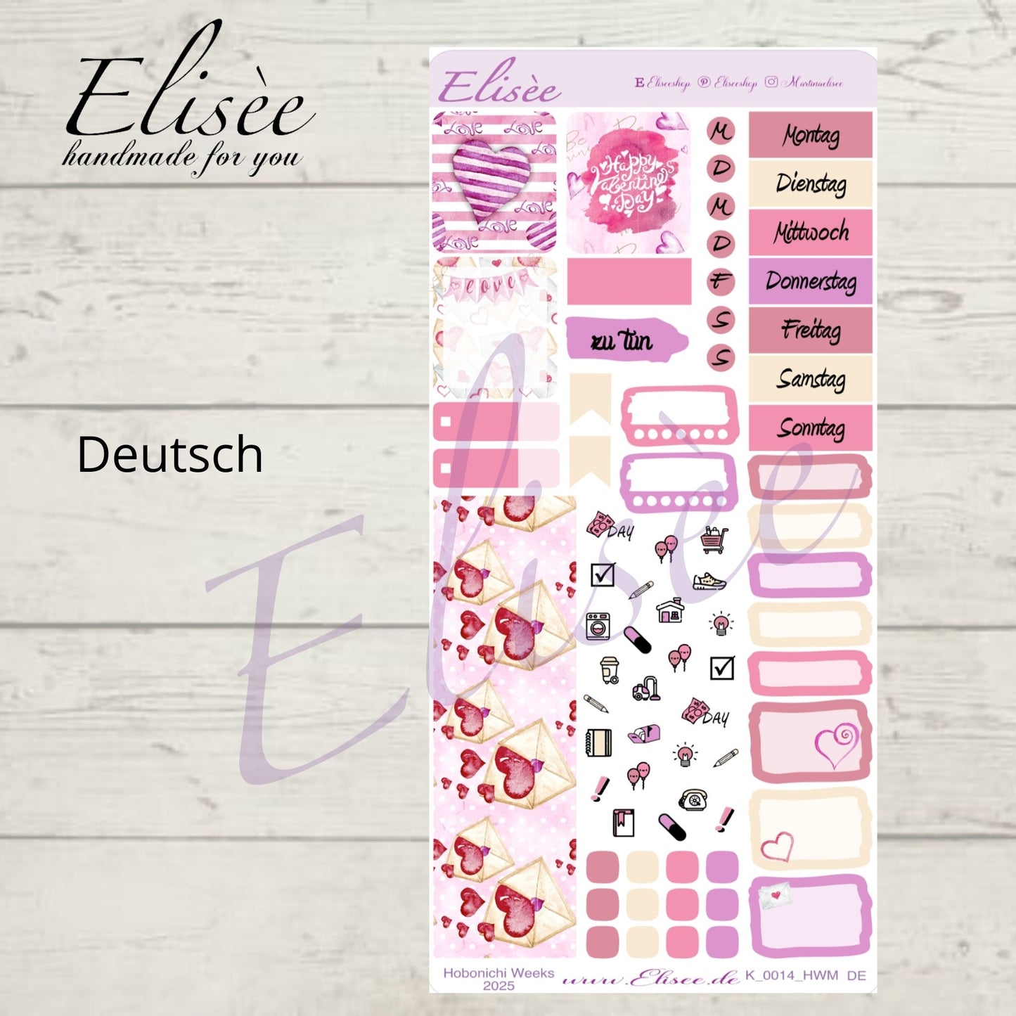 K0014_"VALENTINE" 2025 Monatskit Hobonichi Weeks / Personal Planer / Bullet Journal