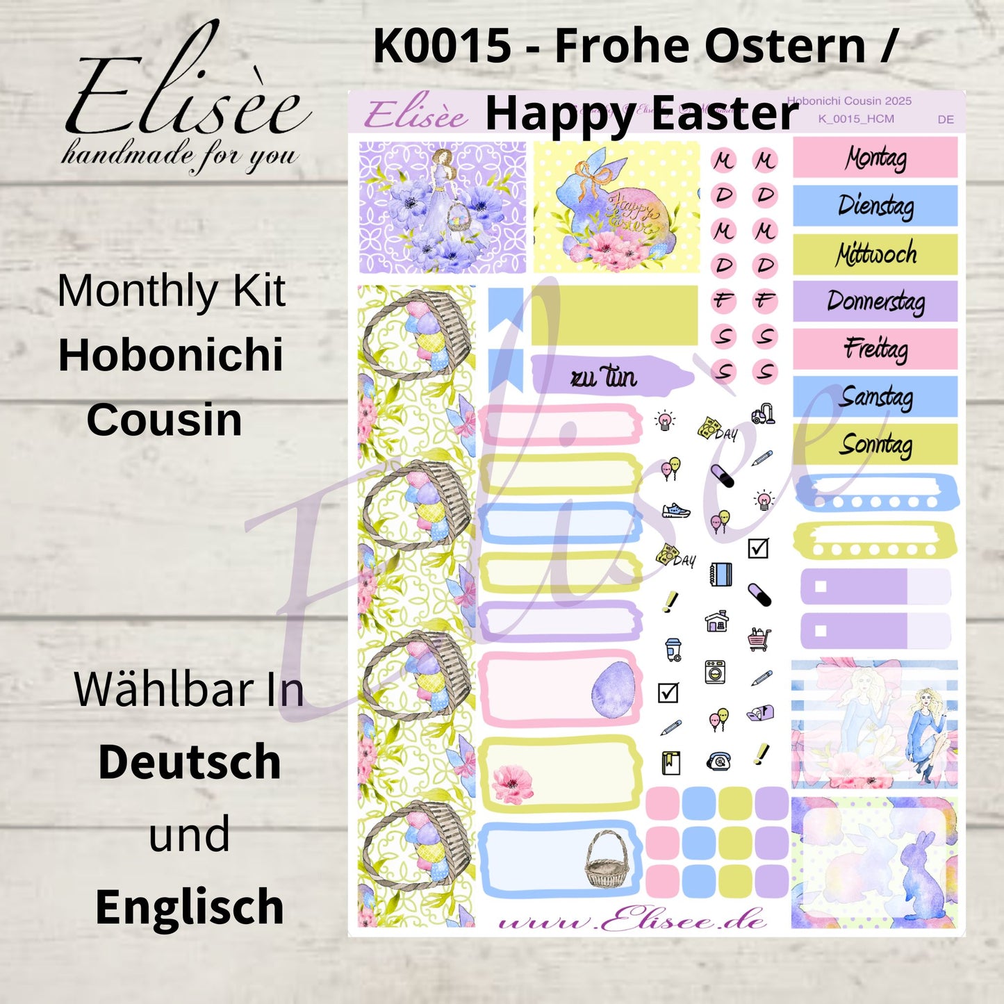 K0015_"HAPPY EASTER" 2025 Monthly Kit Hobonichi Cousin / A5 / Bullet Journal