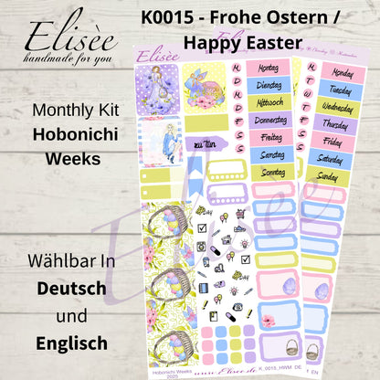 K0015_"FROHE OSTERN" 2025 Monatskit Hobonichi Weeks / Personal Planer / Bullet Journal