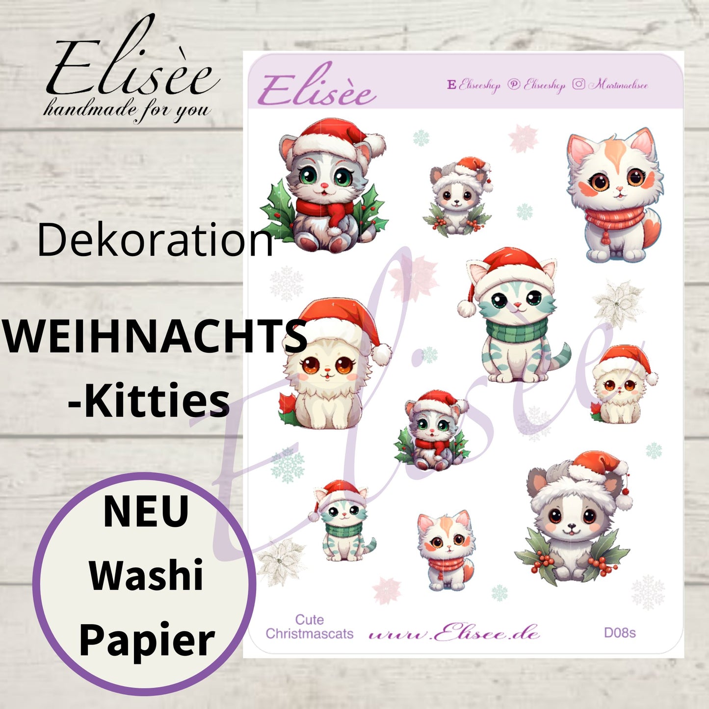 D08_Dekoration Sticker  "Weihnachts-Kitties"