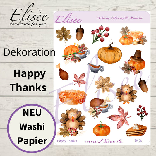 D40_Dekoration Sticker  "Happy Thanks"