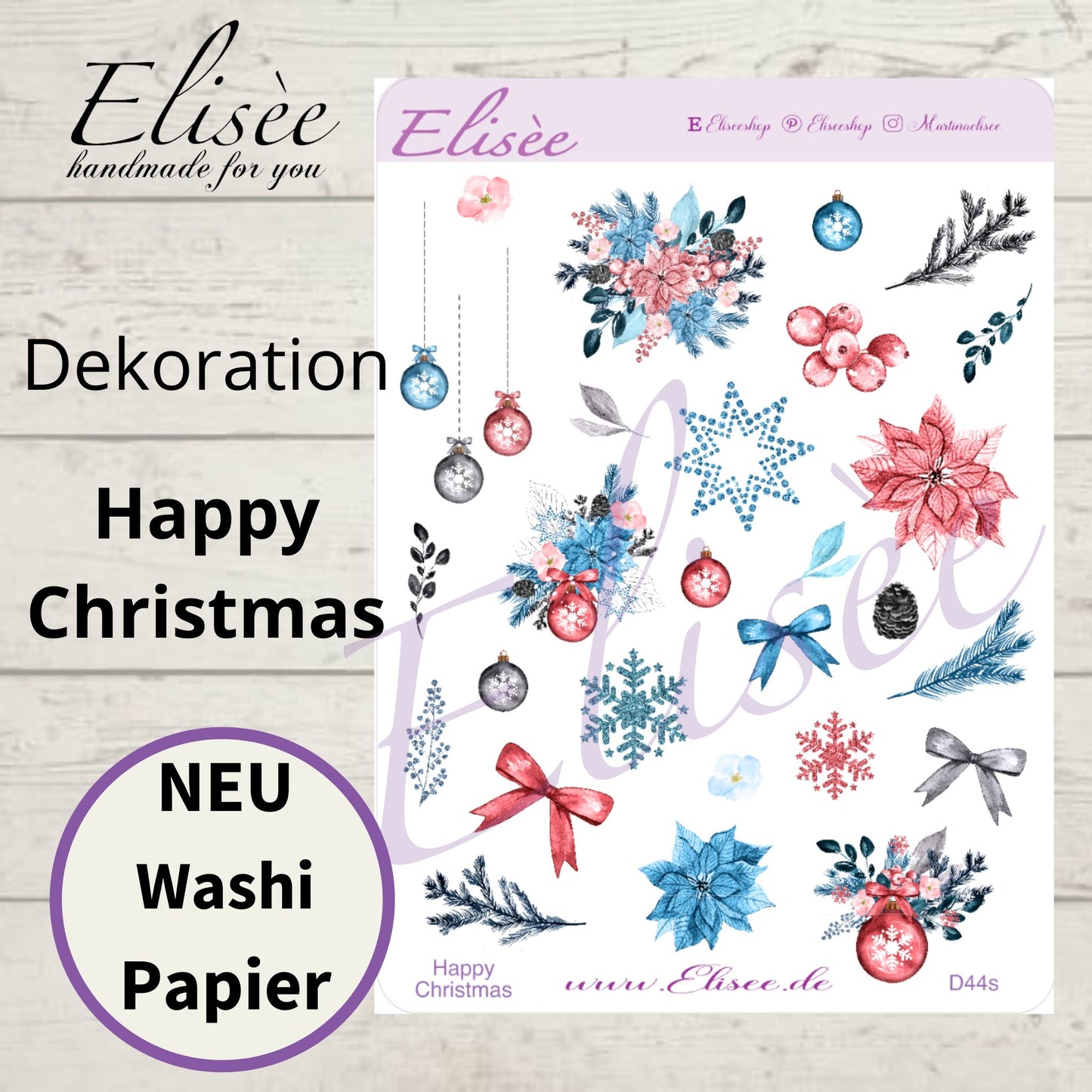 D44_Dekoration Sticker  "Happy Christmas"