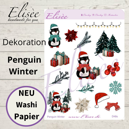 D48_Dekoration Sticker  "Penguin Winter"