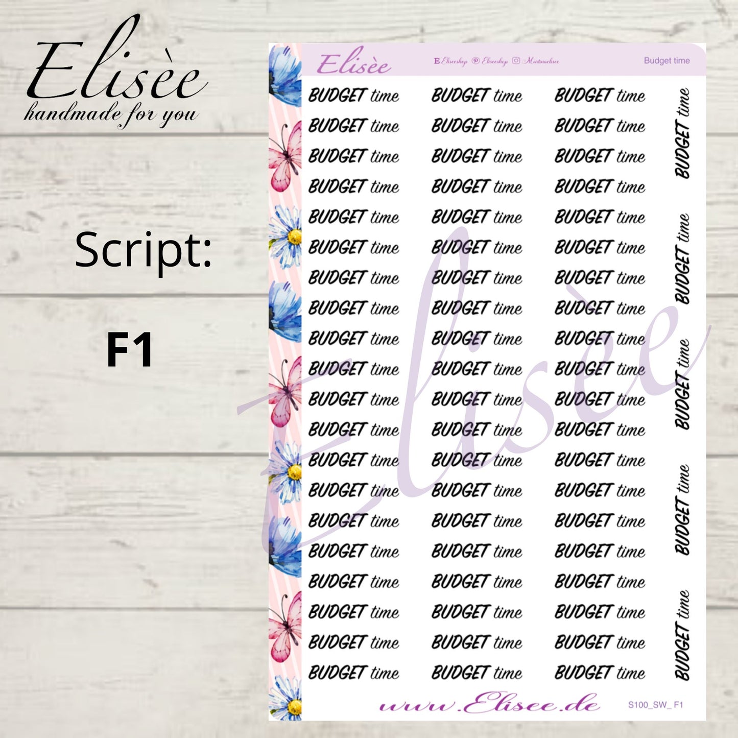 S100 Script Sticker "BUDGET time" Big Sheet | Aufkleber | Bullet Journal