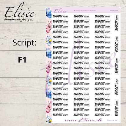 S100 Script Sticker "BUDGET time" Big Sheet | Aufkleber | Bullet Journal