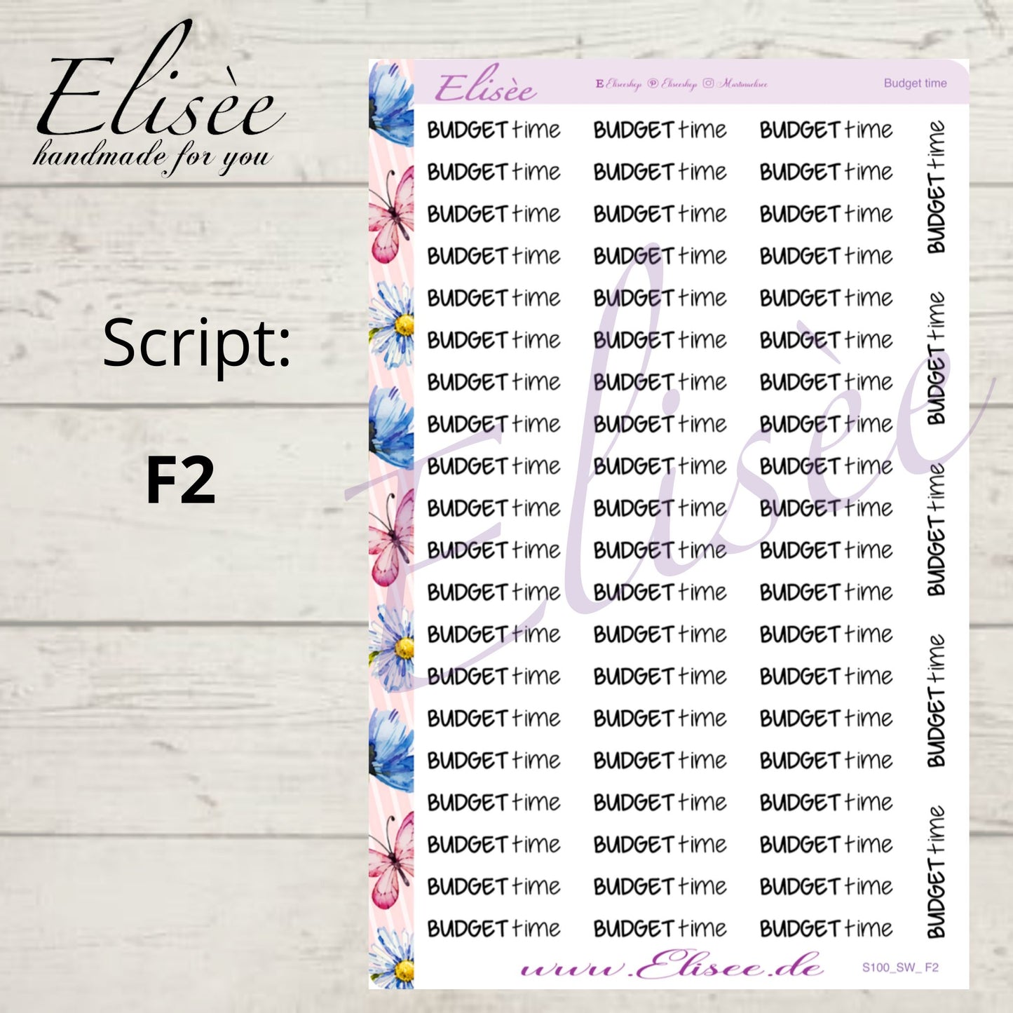 S100 Script Sticker "BUDGET time" Big Sheet | Aufkleber | Bullet Journal